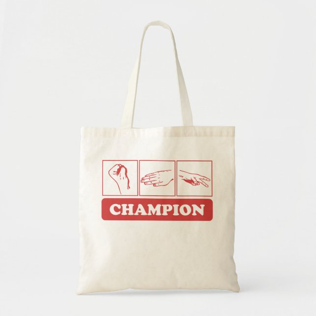 Tote Bag Champion de papier de ciseaux de roche (Devant)