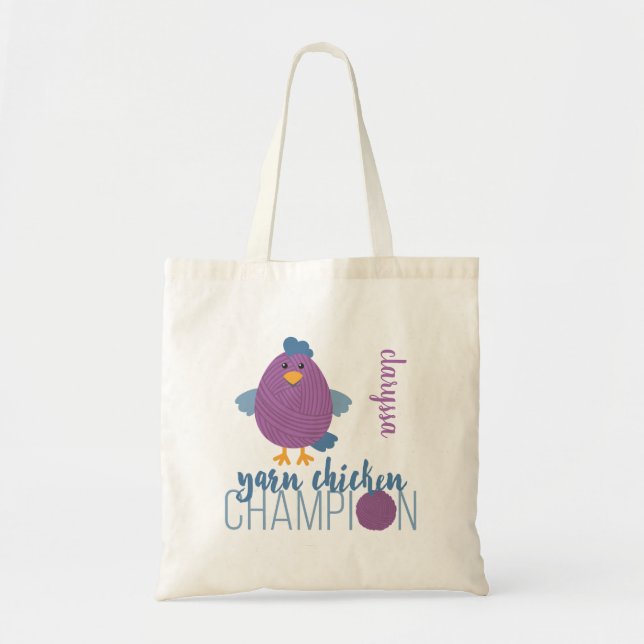 Tote Bag Champion de poule bleu et pourpre (Devant)