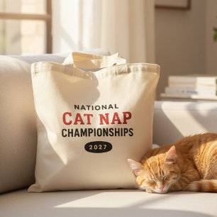 Tote Bag Championnat de sieste de chat rétro drôle humour n