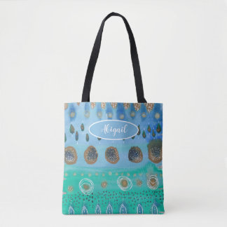 Tote Bag Champs de fleurs Art abstrait, votre nom