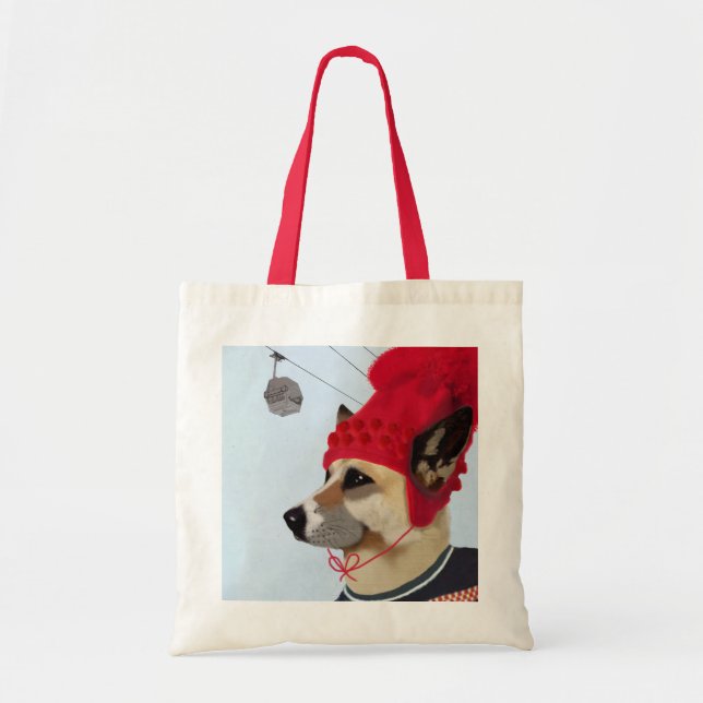 Tote Bag Chandail de chien en ski (Devant)