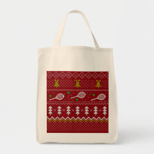 Tote Bag Chandail de Noël de Tennis Motif tricoté Rouge Noë