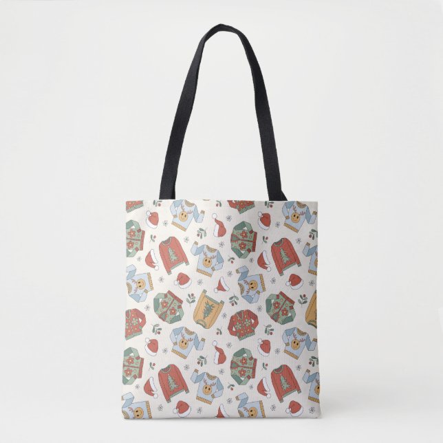 Tote Bag Chandails de Noël et Motif Casquette (Devant)