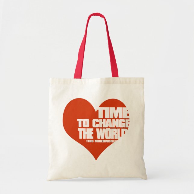 Tote Bag changer le monde, coeur (Devant)