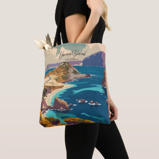 Tote Bag Channel Island California Vintage Art Travel