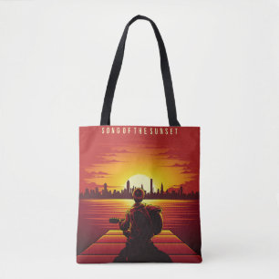 Tote Bag Chanson de l'illustration du coucher du soleil cou