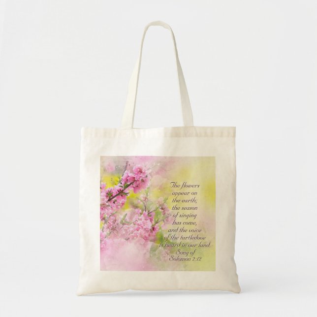 Tote Bag Chanson de Salomon 2:12 Des fleurs apparaissent su (Devant)