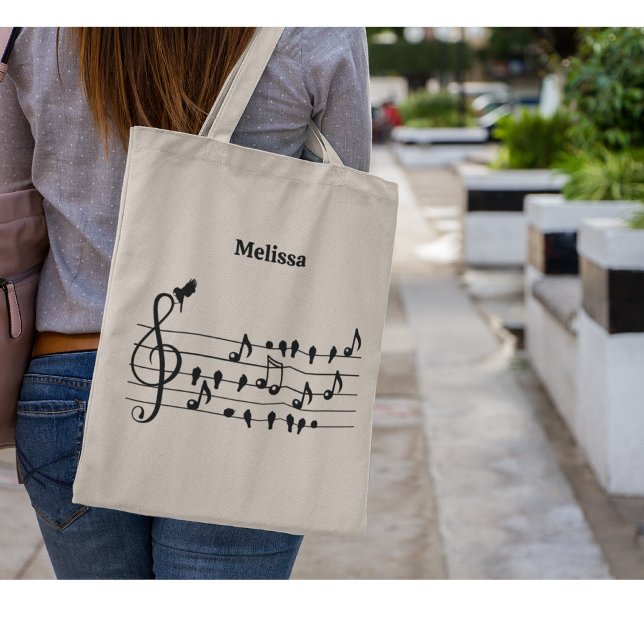 Tote Bag Chanson d'oiseau agissant comme notes musicales, p (Créateur téléchargé)