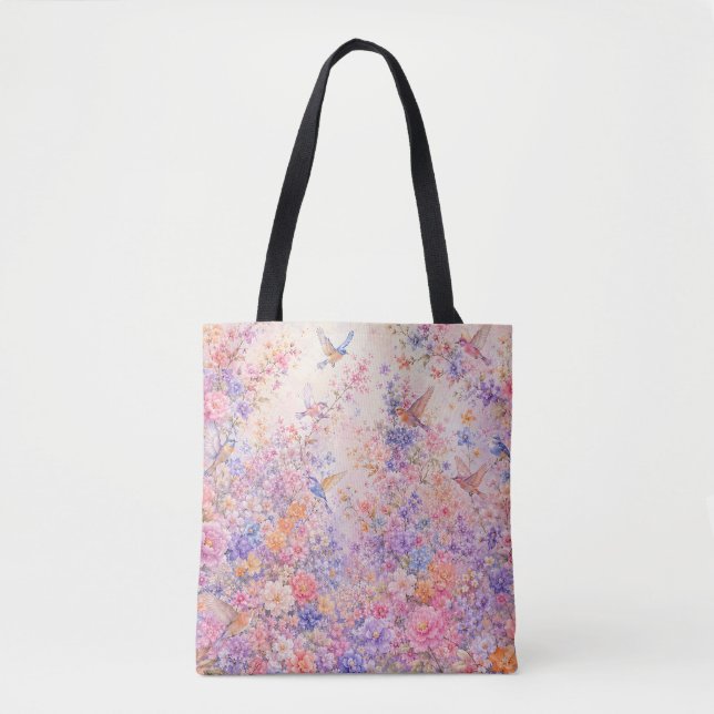 Tote Bag Chants d'oiseaux parmi les fleurs (Devant)