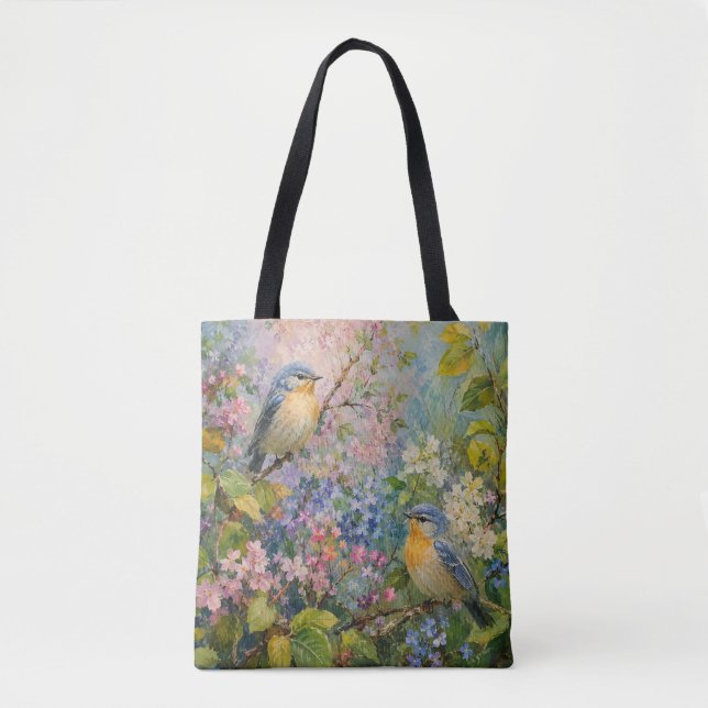 Tote Bag Chants d'oiseaux parmi les fleurs (Devant)