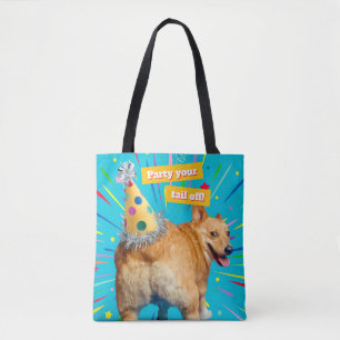 Tote Bag Chapeau d'anniversaire Corgi Butt