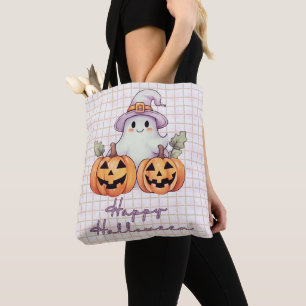 Tote Bag Chapeau de sorcière fantômes mignons paillettes do