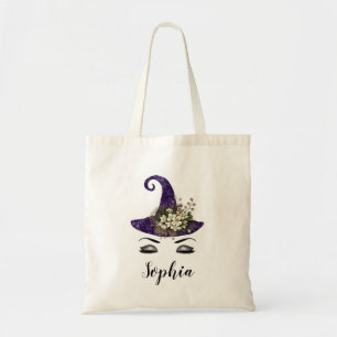 Tote Bag Chapeau de sorcière violet personnalisé pour Hallo