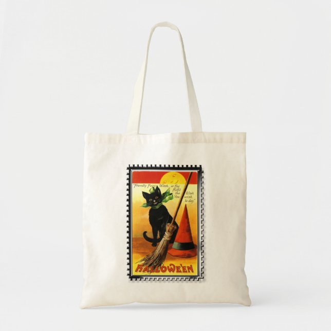 Tote Bag Chapeau de sorcières pour chat d'Halloween (Devant)