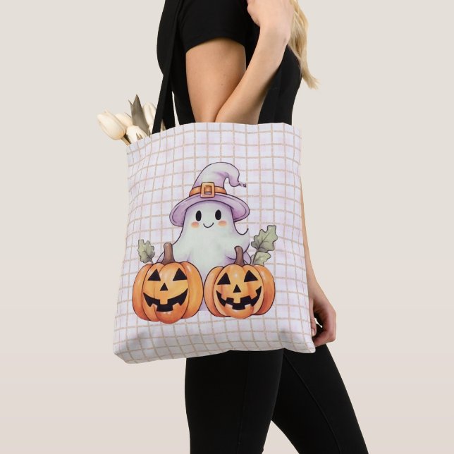 Tote Bag Chapeaux de sorcière de fantômes mignons Paillette (De près)