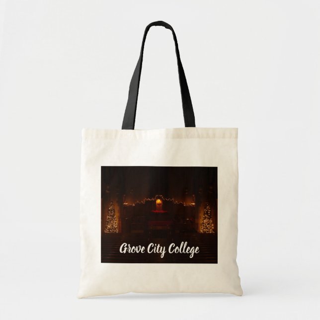 Tote Bag Chapelle Harbison à Christmas Grove City College (Devant)