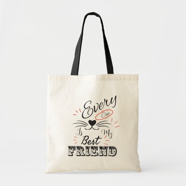 Tote Bag Chaque chat est mon meilleur ami – Chat minimal mi (Devant)