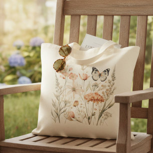Tote Bag Chaque jour Cottagecore Floral et Papillons