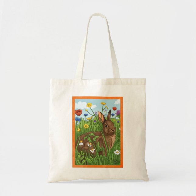 Tote Bag Chaque Lapin Aime les Fleurs (Devant)