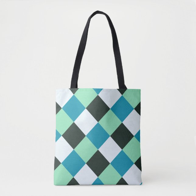 Tote Bag Charbon Blanc Turquoise Vert bleu Aqua Turquoise P (Devant)