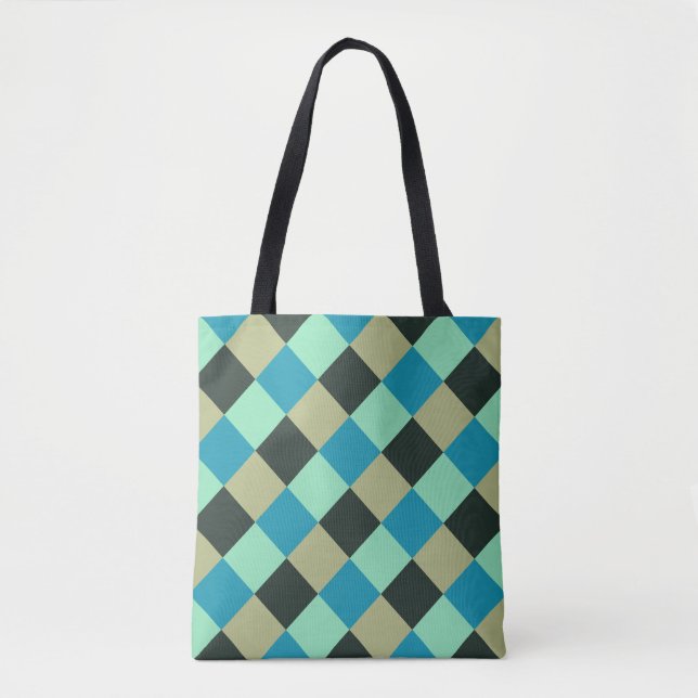 Tote Bag Charbon Olive Turquoise Vert Bleu Aqua Turquoise P (Devant)