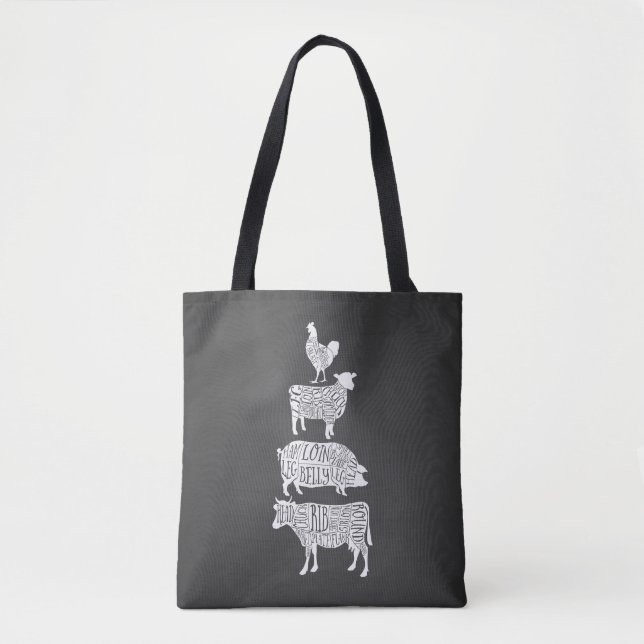 Tote Bag charcuterie de viande de porc de vache, charcuteri (Devant)