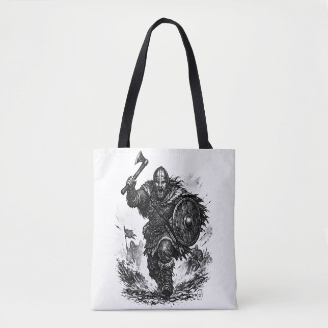 Tote Bag Charge de guerrier Viking - Bataille d'encre (Devant)