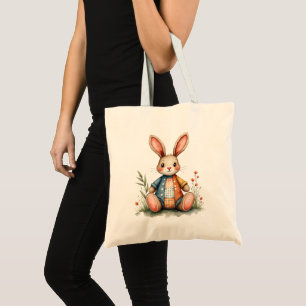Tote Bag Chariot de lapin de chaume en gros bois