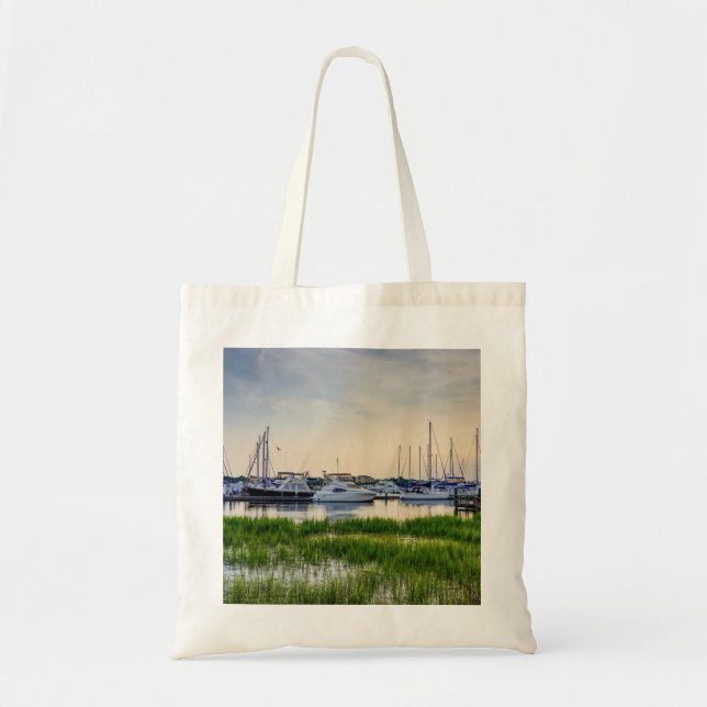 Tote Bag Charleston Harbour Boats Sunset (Devant)