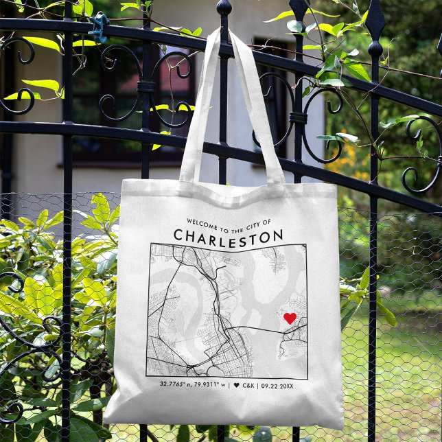 Tote Bag Charleston Love Locator | Accueil du Mariage de ca (The more complete visual of what your final Charleston Map tote bag would look like in real life.)