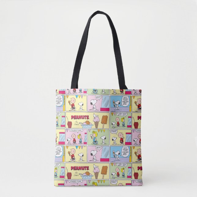 Tote Bag Charlie Brown, Snoopy & Sally | Crème glacée (Devant)