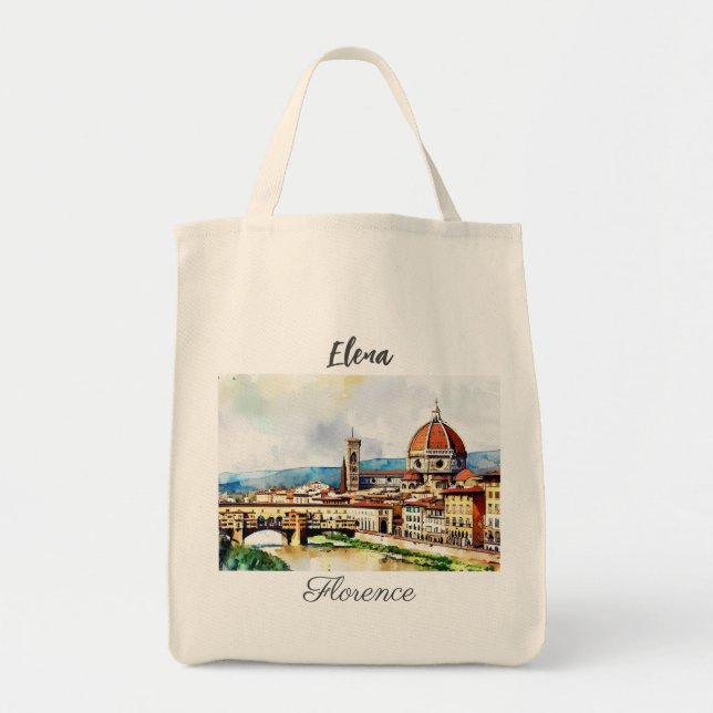 Tote Bag Charmant aquarelle peinture Florence en Italie (Devant)