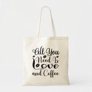 Tote Bag Charmant Art "L'amour et le café, c'est tout ce do