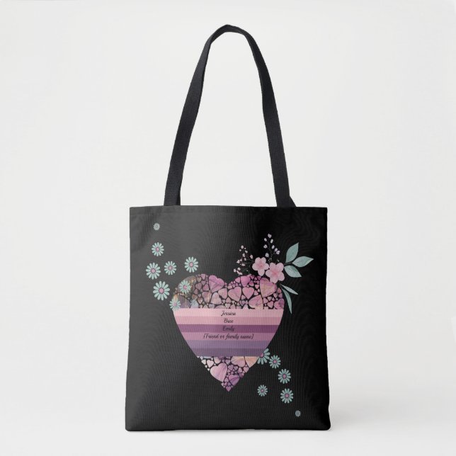 Tote Bag Charmant cadeau de coeur violet et rose pour les p (Devant)