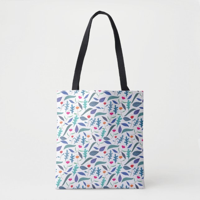 Tote Bag Charmant Motif Fleur Dessiné À La Main (Devant)