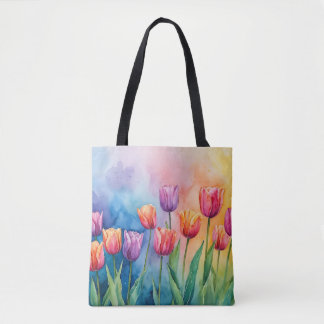 Tote Bag Charmant tulipe à aquarelle