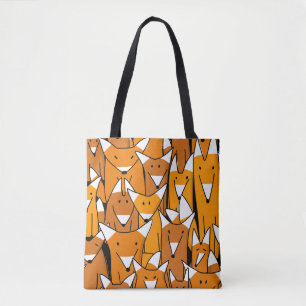 Tote Bag Charmante famille Fox : Motif animal joueuse