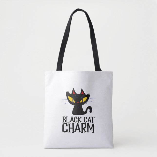 Tote Bag Charme de chat noir Halloween (Devant)
