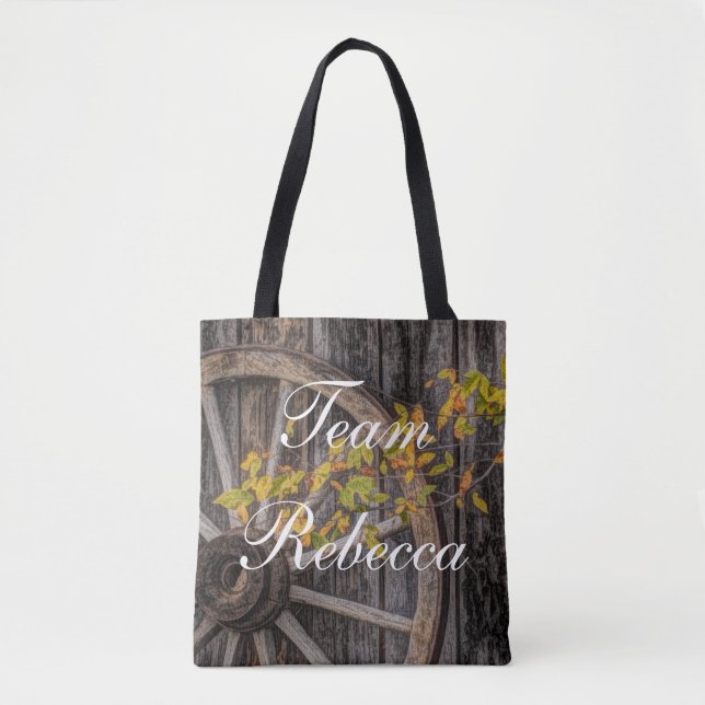 Tote Bag Charme de pays - Roue Rustique Wagon Occidentale (Devant)