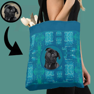Tote Bag Charme de visage de Pug noir mignon   Amour de chi