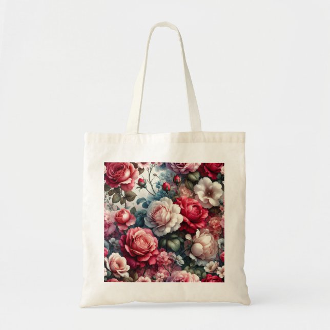 Tote Bag Charme Floral Rose intemporel (Devant)
