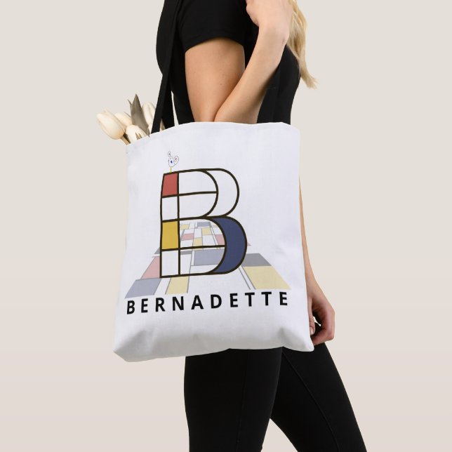 Tote Bag Charming Neoplasticism Style Monogramme. Lettre B (De près)