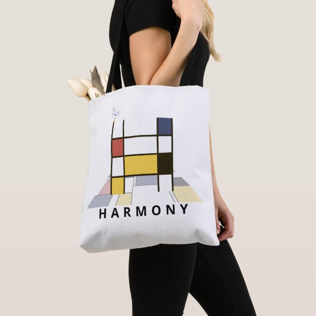 Tote Bag Charming Neoplasticism Style Monogramme. Lettre H (De près)