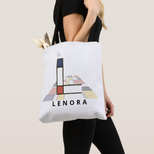 Tote Bag Charming Neoplasticism Style Monogramme. Lettre L