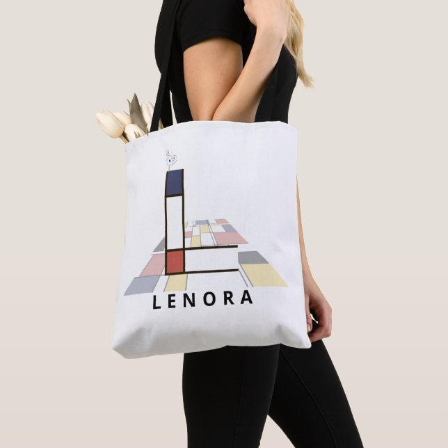 Tote Bag Charming Neoplasticism Style Monogramme. Lettre L (De près)