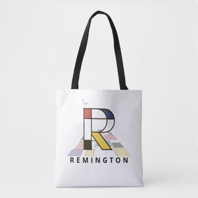 Tote Bag Charming Neoplasticism Style Monogramme. Lettre R (Devant)