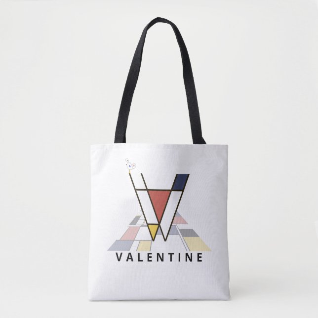 Tote Bag Charming Neoplasticism Style Monogramme. Lettre V (Devant)