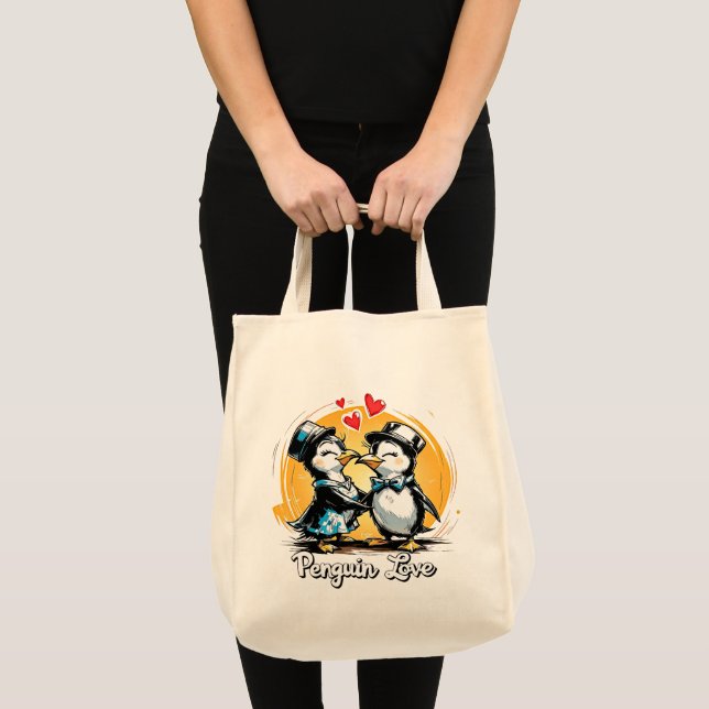 Tote Bag Charming Penguin Couple (Devant (produit))