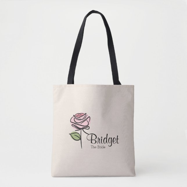 Tote Bag Charming Rose Bride Soirée Fourre-tout - Nom perso (Devant)