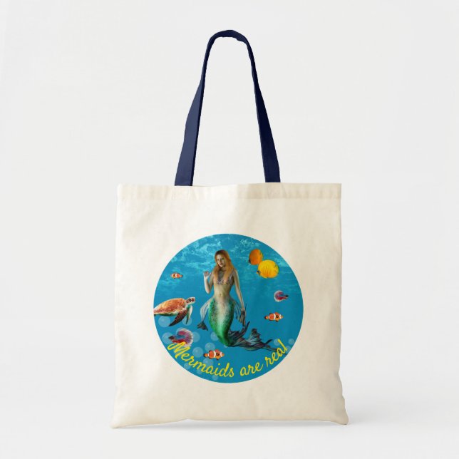 Tote Bag Chasse au trésor sous-marin Sirène Imaginaire bleu (Devant)